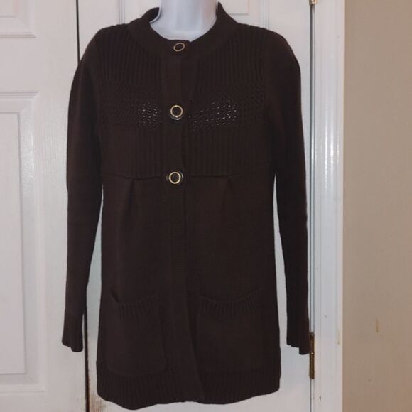 Michael Michael Kors brown button down cardigan sweater  Sz XS - Picture 1 of 5